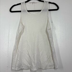 Frame Cream White Linen Tank Top Blouse XS Sleeveless Textured Layer Minimal
